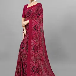 KANOODA Floral Printed Pure Georgette Saree-image-65
