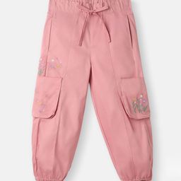 Nauti Nati Girls Cotton Cargo Joggers Floral Embroidery with Pockets-picture-38
