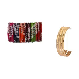 SOMIL Set Of 28 Artificial Stones-Studded Bangles-picture-23