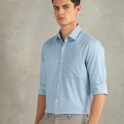 Arrow Textured Spread Collar Pure Cotton Shirt image 5
