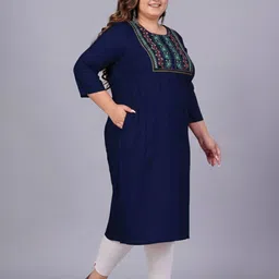 BAESD Women Ethnic Motif Embroidered Mirror Work Plus Size Kurta image 2