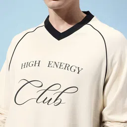 glitchez Contrast Piping Printed Terry Relaxed Sweatshirt image 4