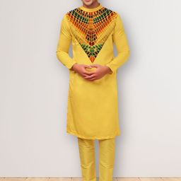 DEVOILER Men Ethnic Motifs Printed Thread Work Kurta-picture-30