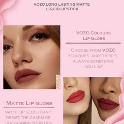 VOZO Set Of 4 Matte Lips Liquid Lipstick- Wine 102-Maroon 103-Red 104-Light Magenta 106 image 5
