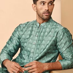 Anouk Rustic Men Floral Printed Festive Silk Straight Kurta-picture-9