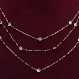 PALMONAS Gold-Plated Cubic Zirconia Studded Layered Necklace-picture-51