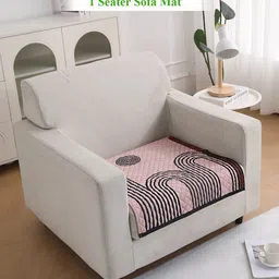 HOKIPO LiefNest Peach-Coloured & Black Printed Holland Velvet 1 Seater Sofa Mat-image-19
