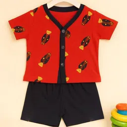 Kidbea Infant Printed Short Sleeves Pure Cotton Shirt With Shorts-image-13