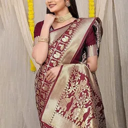 KALINI Woven Design Zari Pure Silk Saree image 2