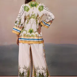 LABEL AARNA Women Palmscape Silk Crepe with Digital Print Co-ord Set image 3