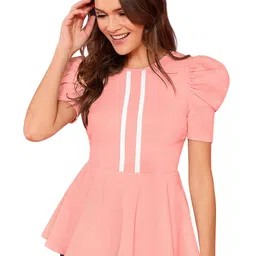 sanjana  silk SANJANA SILK Puff Sleeve Peplum Top-picture-24