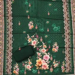 MANVAA Ethnic Motifs Printed Mirror Work Unstitched Dress Material image 4