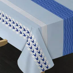 Arrabi Blue & White Striped 8-Seater Table Cover image 4