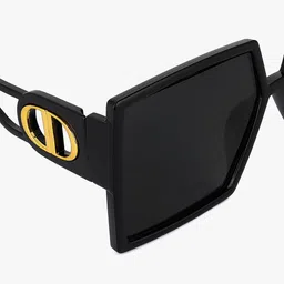 PELLE LUXUR Unisex Black Lens & Black Oversized Sunglasses with image 5