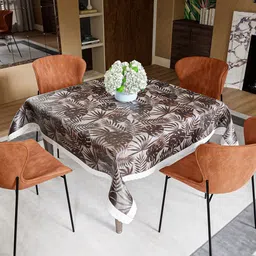 Aura Brown & White Printed 4-Seater Square Table Cover-picture-22