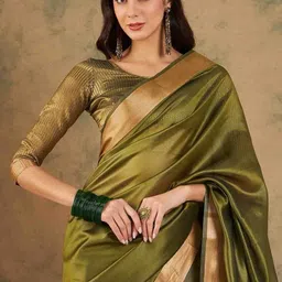 all about you Woven Design Zari Organza Handloom Kanjeevaram Saree image 4