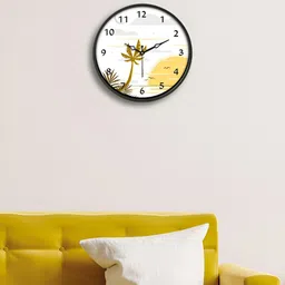 Aura White & Yellow Printed Traditional Wall Clock image 5