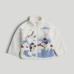 mothercare Boys Stand Collar Animal Printed Sherpa Jacket-picture-29