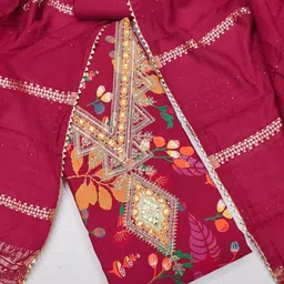 BlissFlair Floral Printed Sequinned Unstitched Dress Material-picture-33