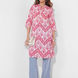 RANGMANCH BY PANTALOONS Geometric Printed Mandarin Collar Pure Cotton Straight Kurta-picture-13