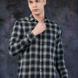 Binioz Men Classic Tartan Checks Opaque Checked Casual Shirt-picture-3