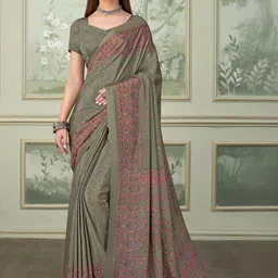 Reboot Fashions Ethnic Motifs Printed Pure Crepe Saree with Blouse Piece-picture-14