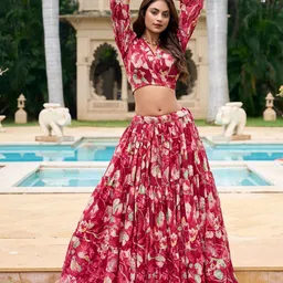 Kaizen TEXO FAB Printed Semi-Stitched Lehenga & Unstitched image 3