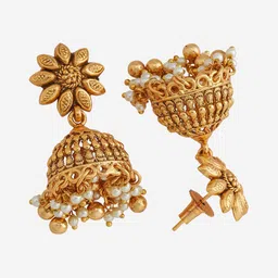 Kushal's Fashion Jewellery Pearl Gold-Plated Ethnic Antique Jewellery Set image 3