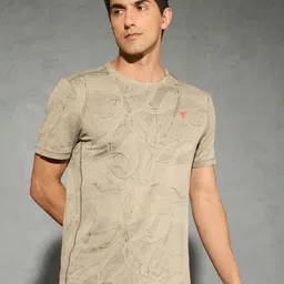 Technosport Abstract Printed Antimicrobial Jacquard Slim Fit T-shirt With Double Cool-image-8