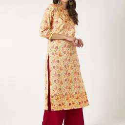 Pannkh Floral Printed Round Neck Straight Kurta image 5