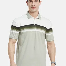 Octave Men Striped Polo Collar Cotton T-shirt-picture-44