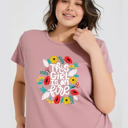 Toodle Plus Women Typography Printed Round Neck Cotton T-shirt-image-5