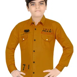 BAESD Boys Classic Fit Typography Printed Spread Collar Cotton Casual Shirt-image-84