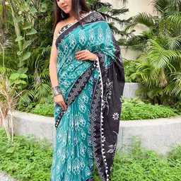JAIPURI PRINT Kalamkari Pure Cotton Ikat Saree image 2