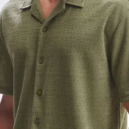 HIGHLANDER Textured Cuban Collar Relaxed Fit Casual Shirt image 3