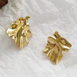 KRENOZ Gold-Plated Chunky Contemporary Studs image 4