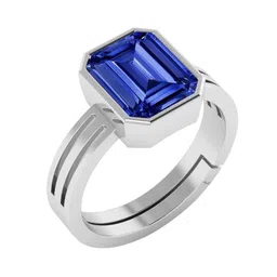 RRVGEM 7.25 Ratti Blue Sapphire Silver Plated Adjustable Finger Ring-picture-34