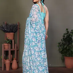 Moda Rapido Floral Embroidered Pure Georgette Saree image 4