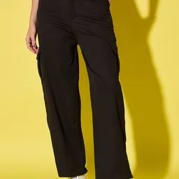 BUY NEW TREND Women Plus Size Relaxed High-Rise Cargos Trousers-image-24
