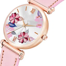 CSAMON Women Printed Dial & Leather Straps Analogue Watch C34 RG Fosil PINK Leather_F image 2