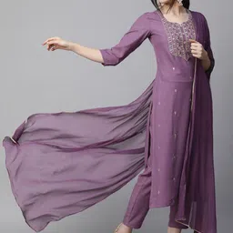 r4mila Embroidered Kurta, Trouser/Pant & Dupatta Set-picture-35