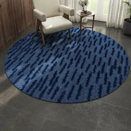 jaipur rugs Blue Abstract Wool and Viscose 5 ft X 5 ft Hand Tufted Round Carpet-picture-23