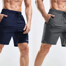 m7 by metronaut Solid Men Blue, Dark Grey Sports Shorts image 3