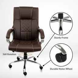activa Kim Chair with Adjustable Height| Ergonomic Support for Home/Office/Gaming Leatherette Office Adjustable Arm Chair image 5