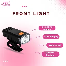 fcc racing Bicycle Adjustable Bottle Cage & Front Light Combo Lightweight Bottle Holder & LED Front Light image 3