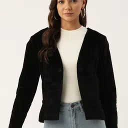 Leather Retail Women Solid Tailored Jacket-image-20