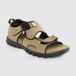 Woodland Men Khaki Leather Textured Comfort Sandals-picture-33