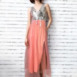 KPOP V-Neck Solid Sleeveless Polyester A-Line Dress image 1