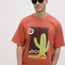 The Roadster Life Co. Embossed Graphic Print Relaxed Pure Cotton T-shirt image 1
