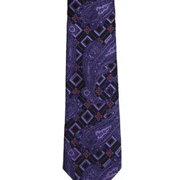 Tossido Purple Woven Design Broad Tie-image-2